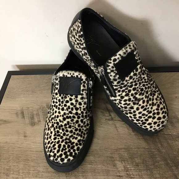 GIUSEPPE ZANOTTI Faux CHEETAH Fur SNEAKERS Shoes - Picture 3 of 9